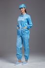 ESD Anti static cleanroon jacket and pants autocalved sterilization blue color straight open zipper style
