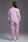 Reusable Esd anti static Protective jacket standing collar pink color for Class 1000 Cleanroom