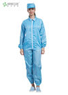 ESD anti static Protective Coverall Suit with condutive fiber blue color washable jacket and pants